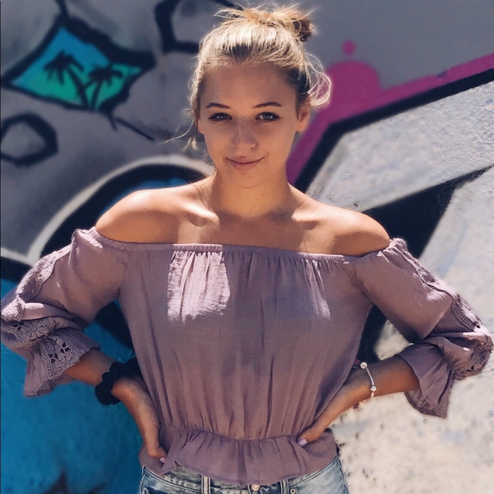 🍭purple off the shoulder blouse🍬